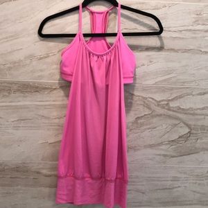 LULULEMON pink tank top with bra.